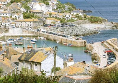 Mousehole's tidal harbour from above