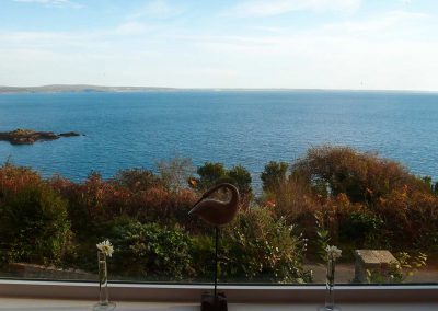 The view over the sea from the cottage window.